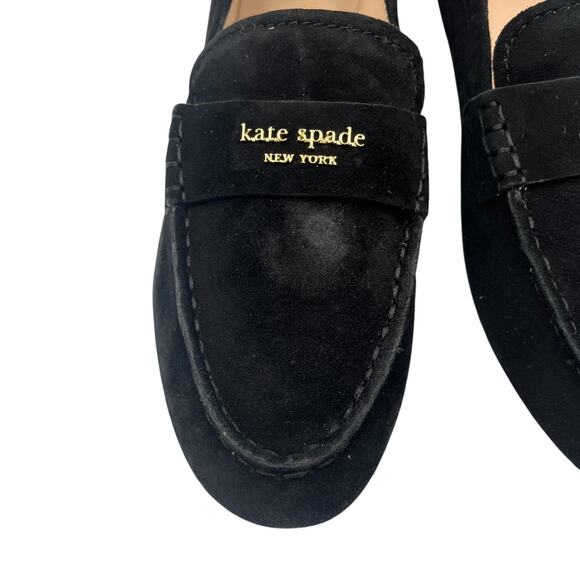 Kate Spade Eliza Suede Leather Flat Slip On Loafer Moccasin Black Size 6B - Picture 6 of 9